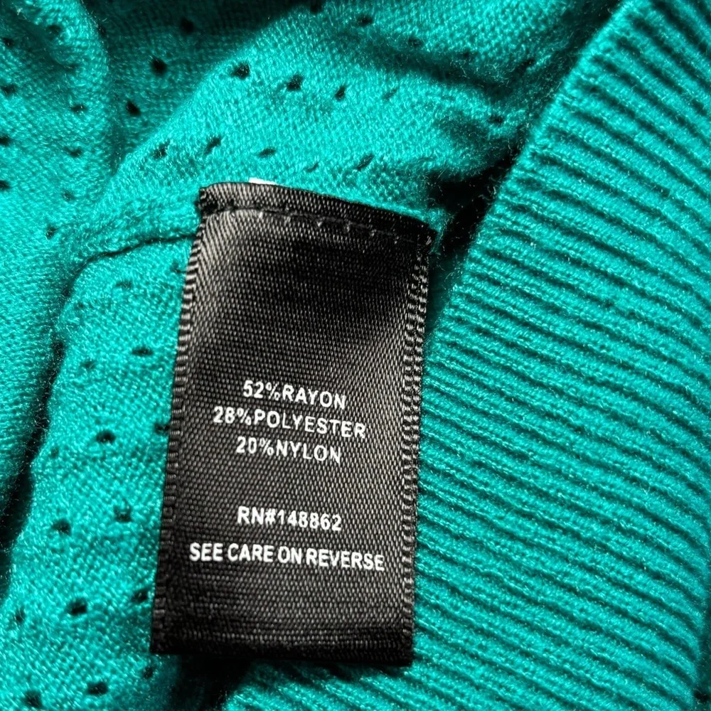 Torrid Pointelle NWT 00 M/L 10 Pullover Short‎ Sleeve Sweater Fanfare Blue Teal - Picture 9 of 10